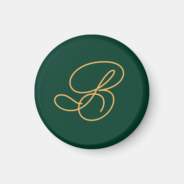Branded Business Logo Monogram Initial Green Magnet (Front)