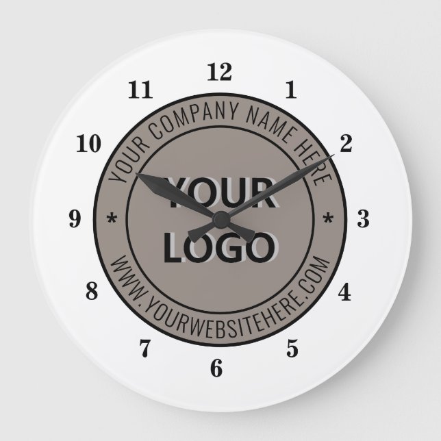 Branded Business Logo Text Company Clock Example (Front)
