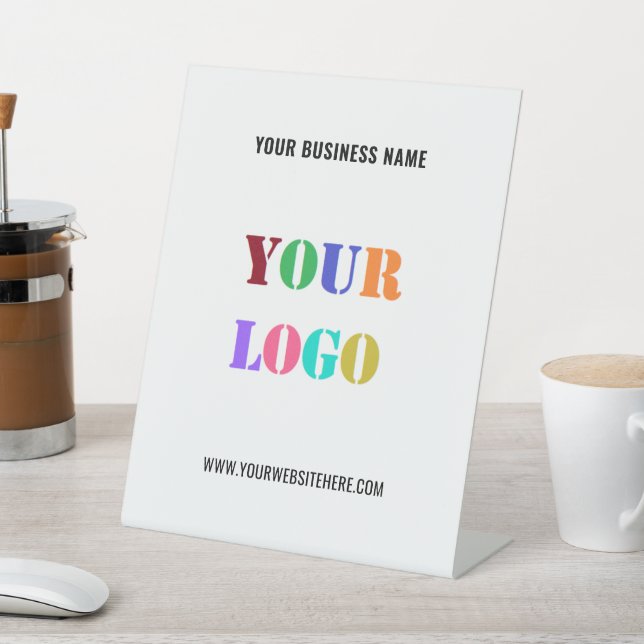 Branded Business Logo Text Pedestal Sign Template (In SItu)