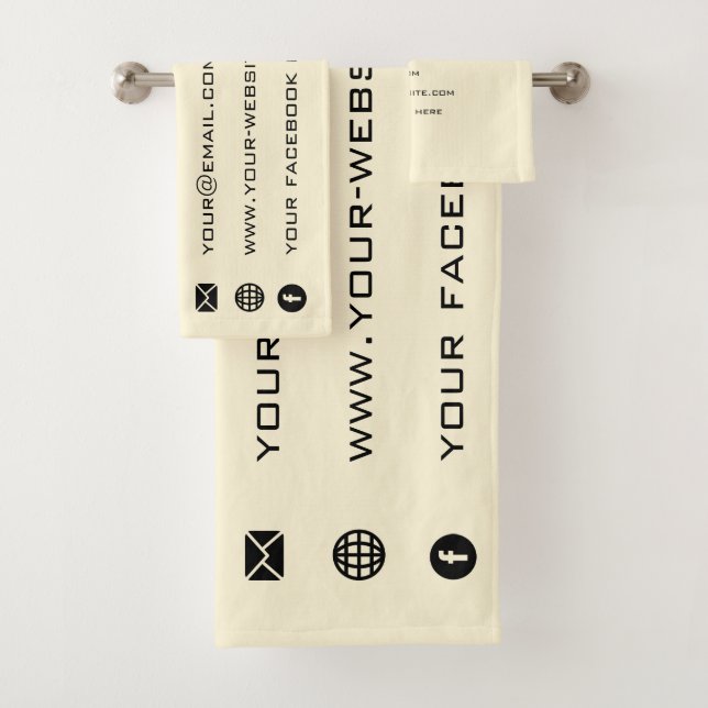 Branded Business Name Text Bath Towel Set Example (Insitu)