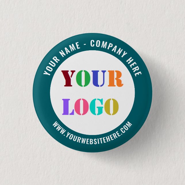 Branded Company Logo and Text Button Template (Front)