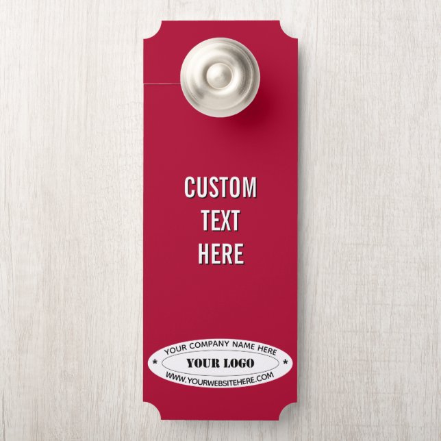 Branded Company Logo Text Door Hanger Template (On Knob)