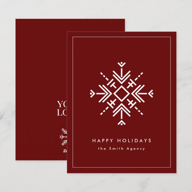 Branded Corporate Modern Snowflake Holiday Card (Front/Back)