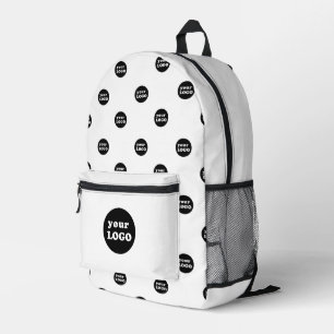 Branded Custom Business Logo Pattern White Printed Backpack