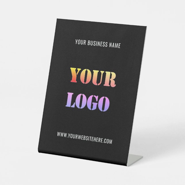 Branded Custom Logo and Text Pedestal Sign Example (Front)