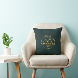 Branded Dark Green Corporate Company Business Logo Cushion