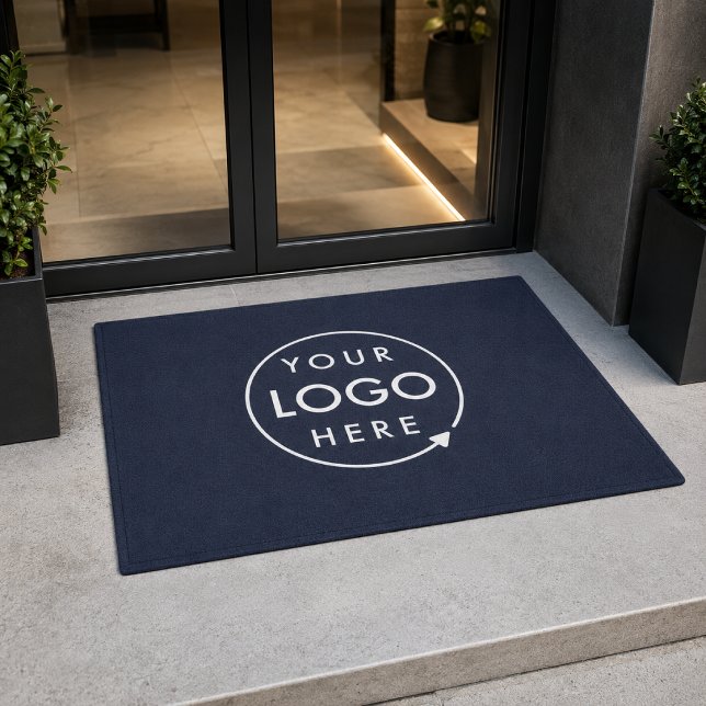 Branded Doormat | Logo Entry Mat for Business Door (Navy logo doormat for business doors, office entries, boutiques, studios, and clinics.)
