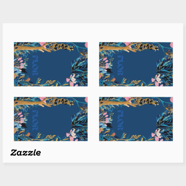 Branded Floral Wrap Card Rectangular Sticker (Sheet)