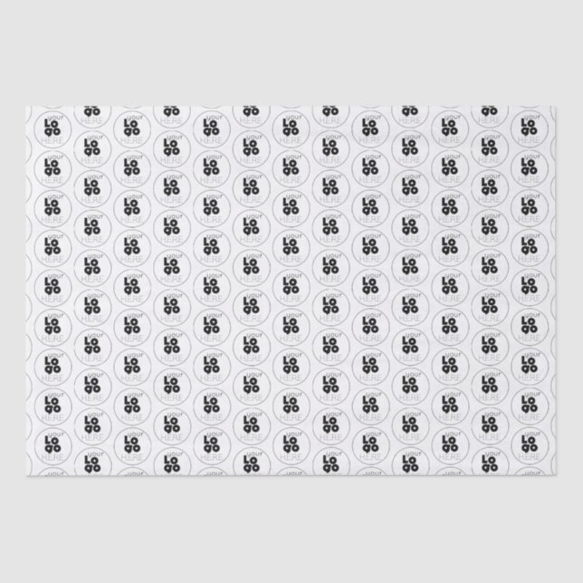 Branded Gift Wrap Custom Black Logo on White Tissue Paper (Front)
