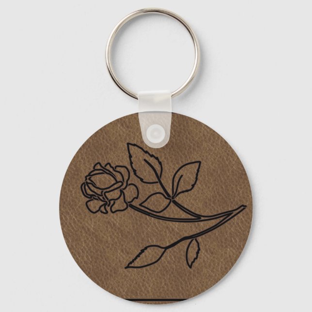BRANDED LEATHER Rose KeyChain (Front)