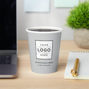 Branded Light Grey Business Logo Paper Cups