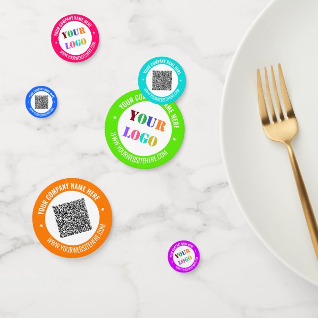 Branded Logo and QR Code Party Confetti Template (Group)