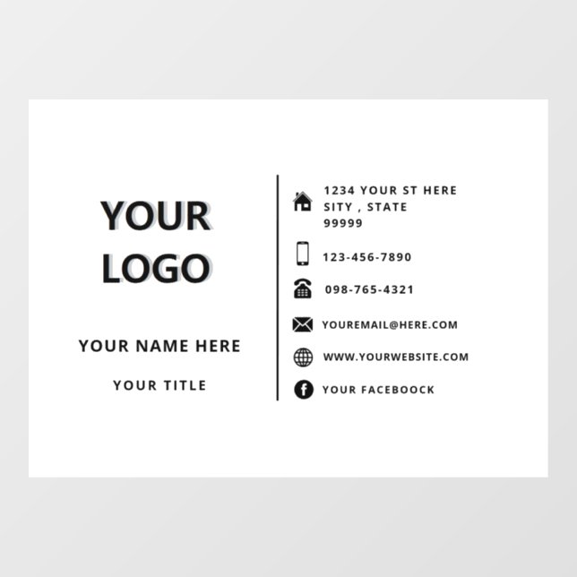 Branded Logo Promotional Business Window Cling (Sheet)