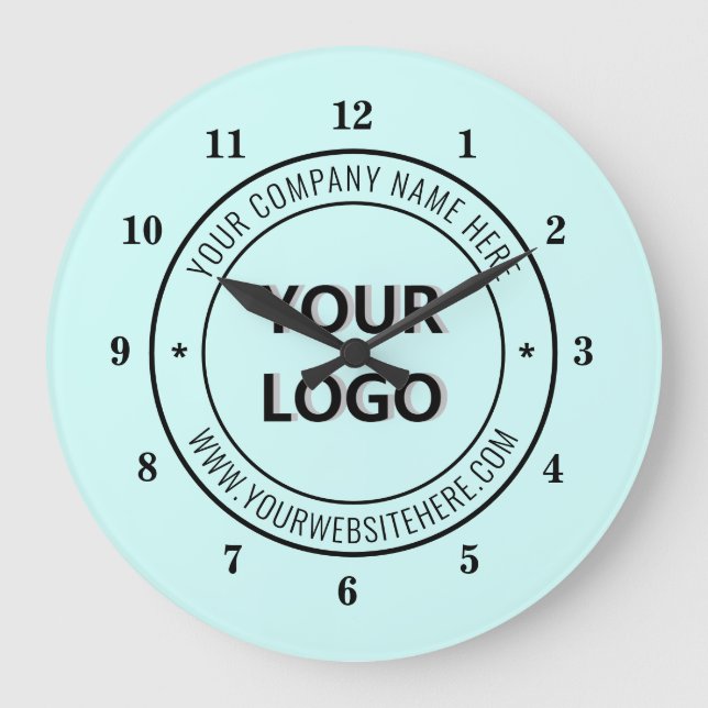 Branded Logo Text Business Office Clock Example (Front)