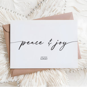 Branded Modern Peace & Joy Holiday Christmas Card