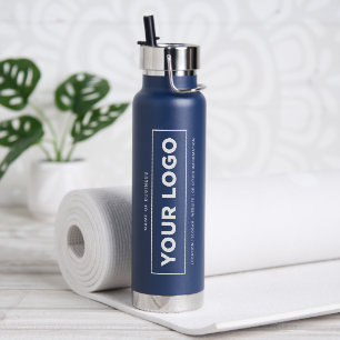 Branded Navy Vertical Logo Hydration Water Bottle