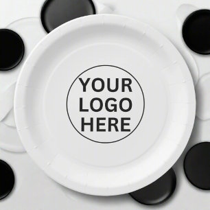 Branded Promotional Business Logo Black & White  Paper Plate