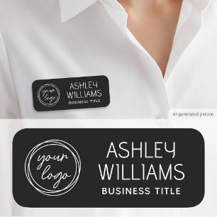 Branded Staff Black White Custom Magnetic or Pin Name Tag