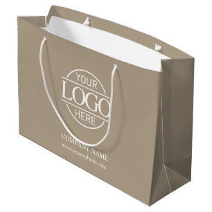 Branded Taupe Beige Business Logo Promotional Large Gift Bag