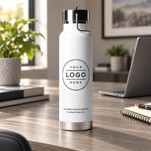 Branded White Business Logo Hydration Water Bottle