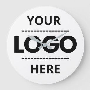 Branded White Business Logo Office Large Clock 