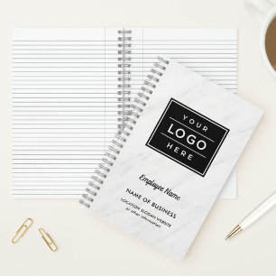 Branded White Marble Business Logo Notebook
