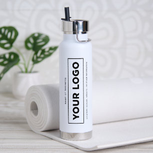 Branded White Vertical Logo Hydration Water Bottle