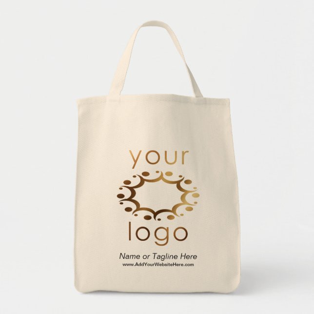 Branded with Your Gold Logo and Customised Details Tote Bag (Front)