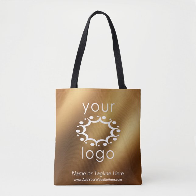 Branded with Your Logo Over Smooth Faux Gold Tote Bag (Front)