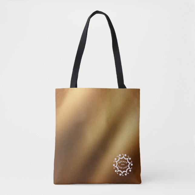 Branded with Your Logo Over Smooth Faux Gold Tote Bag (Front)