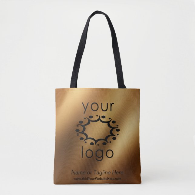 Branded with Your Logo Over Smooth Faux Gold Tote Bag (Front)