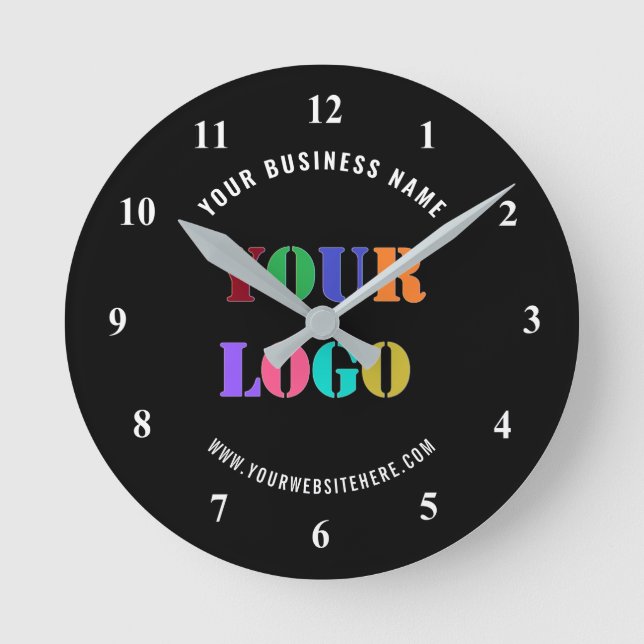 Branded Your Company Logo Text Wall Clock Example (Front)