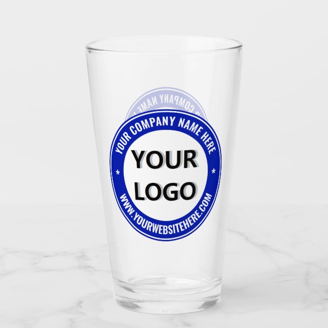Branded Your Logo Glass Example with Custom Text (Front)