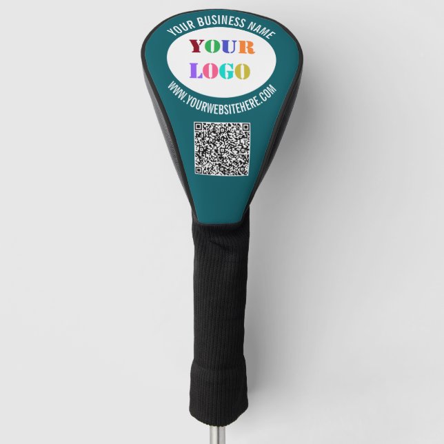 Branded Your Logo Text and QR Code Golf Head Cover (Front)