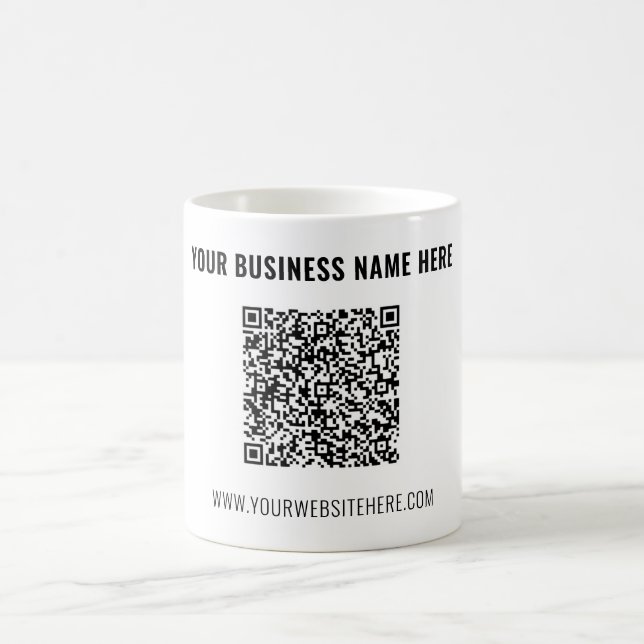 Branded Your QR Code and Text Coffee Mug Example (Center)