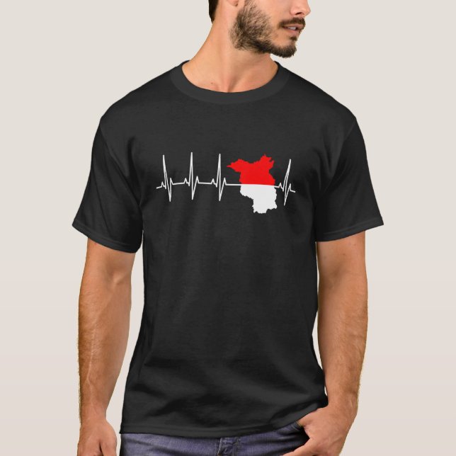 Brandenburg Flag ECG Heartbeat for Brandenburger T-Shirt (Front)