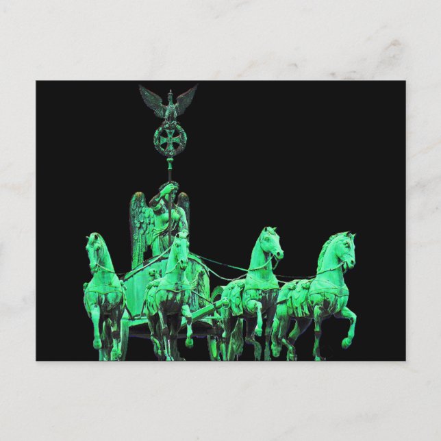 Brandenburg Gate Chariot, Berlin, Saturated,Black Postcard (Front)