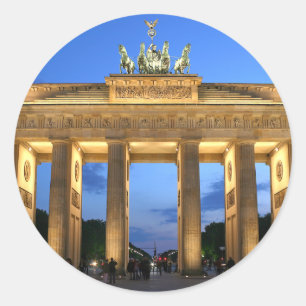 Brandenburg Gate in Berlin, Germany at Night Classic Round Sticker