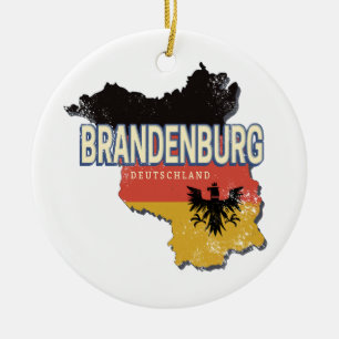 Brandenburg Germany Retro State Map Vintage Ceramic Tree Decoration