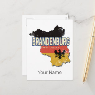 Brandenburg Germany Retro State Map Vintage Holiday Postcard