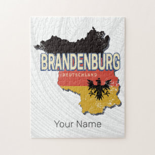Brandenburg Germany Retro State Map Vintage Jigsaw Puzzle