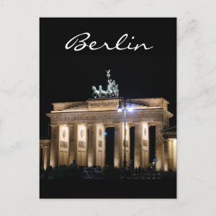 brandenburg night berlin postcard