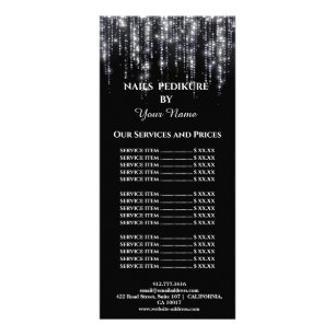Branding-Preisliste Nails Schwarz-weiß Werbekarte Rack Card