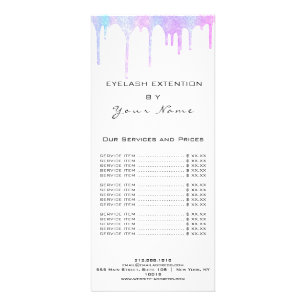 Branding Price List Eyelash Hair Pink Holograph Rack Card