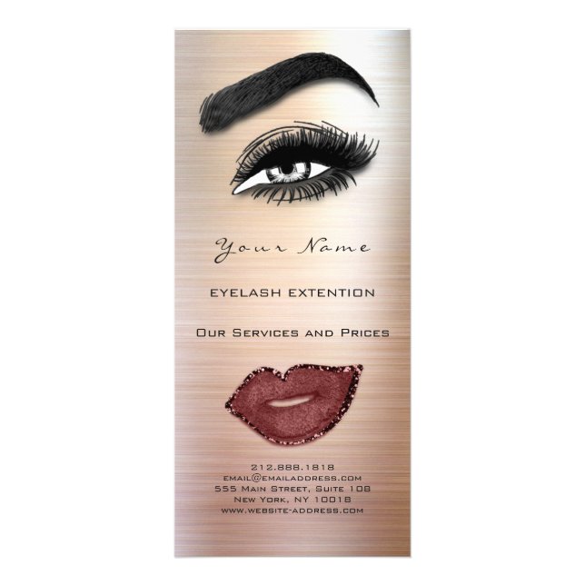 Branding Price List Lash Brow Extension Eyes Lips  Rack Card (Back)