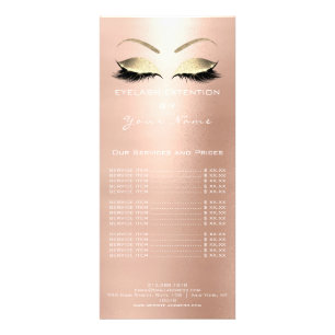 Branding Price List Lashes Extension Blush White Rack Card
