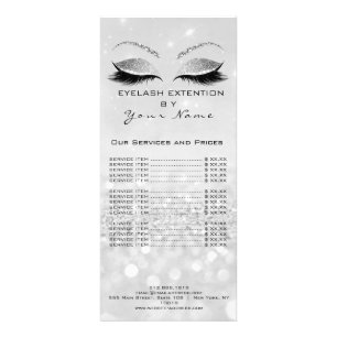 Branding Price List Lashes Extension Gray Silver2 Rack Card