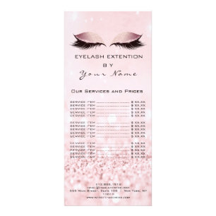 Branding Price List Lashes Extension Pink Eyes Rack Card