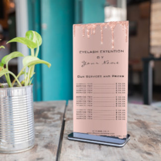 Branding Price List Lashes Extension SPARK Rose Rack Card