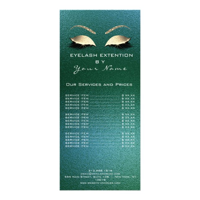 Branding Price List Lashes Extension Tropical Cali Rack Card (Front)